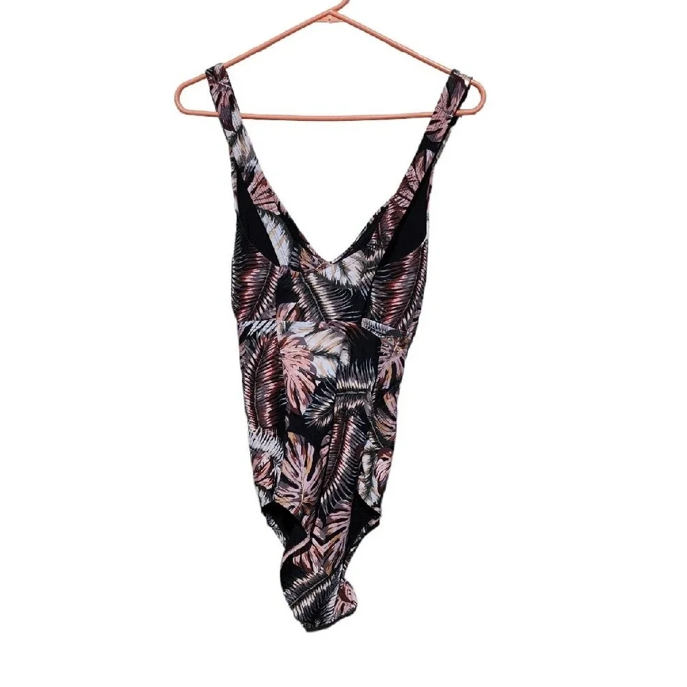 Hurley Womens‎ One Piece Swim Suit Scatter Palm Print UPF 50+ With Top Size XXL